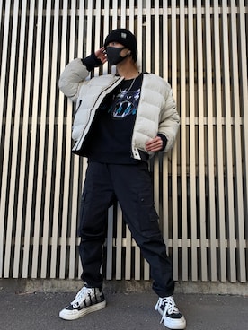 「ディーゼル」｜「アイテム（ダウンジャケット/コート）」を使った、WATARUさん（メンズ・171cm）の冬コーディネート