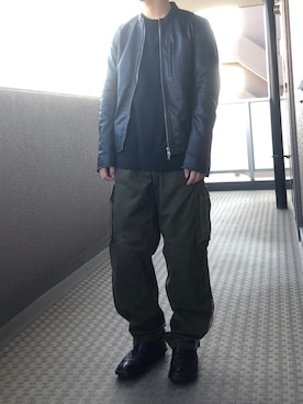 「JOURNAL STANDARD（ジャーナルスタンダード）のアイテム（ライダースジャケット）」を使った、ななおさん（メンズ・165cm）の冬コーディネート