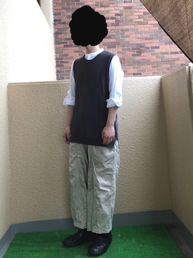 「Re:make（リメイク）のアイテム（チノパンツ）」を使った、ななおさん（メンズ・165cm）の春コーディネート