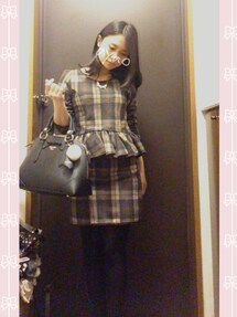 evelyn | チェックリボンぺプラムトップス(Tシャツ/カットソー)