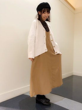 「Samansa Mos2 blue（サマンサモスモスブルー）のアイテム（ハンチング/ベレー帽）」を使った、あさみなさん（レディース・156cm）の秋コーディネート