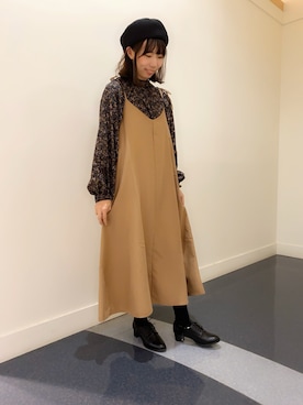 「Samansa Mos2 blue（サマンサモスモスブルー）のアイテム（ハンチング/ベレー帽）」を使った、あさみなさん（レディース・156cm）の秋コーディネート