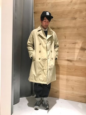 「スエット」｜「アイテム（トレンチコート）」を使った、katuswoさん（メンズ・172cm）の冬コーディネート