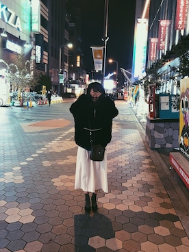 「ZARA（ザラ）のアイテム（MA-1、ブラック系）」を使った、suuzunaさん（レディース・160cm）の冬コーディネート
