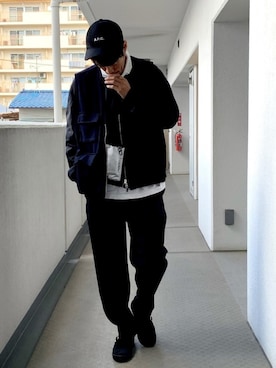 「MANEBU（マネブ）のアイテム（スリッポン）」を使った、masayukiさん（メンズ・173cm）の春コーディネート