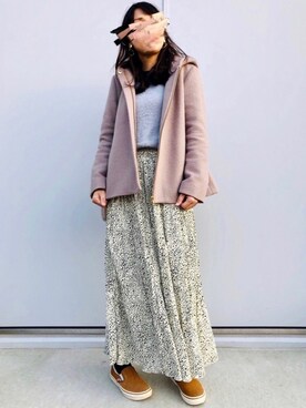 「フードコート」｜「アイテム（スリッポン）」を使った、emaさん（レディース・158cm）の冬コーディネート