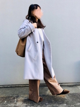 「NICE CLAUP（ナイスクラップ）のアイテム（その他アウター）」を使った、emaさん（レディース・158cm）の春コーディネート