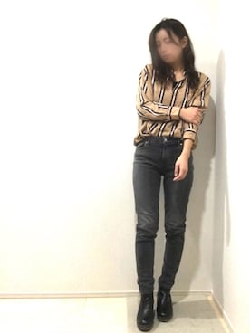 「とろみシャツ」｜「アイテム（その他）」を使った、Manaさん（レディース・162cm）の冬コーディネート