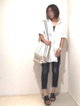 「Ungrid（アングリッド）のウォッシュワッフルタンクトップ（タンクトップ）」を使った、Manaさん（レディース・162cm）の夏コーディネート