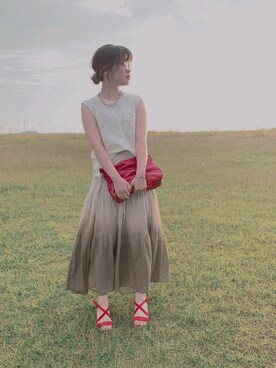 「Lulud（ルルド）のアイテム」を使った、饅頭さん（レディース・152cm）の夏コーディネート