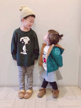 「green label relaxing（グリーンレーベルリラクシング）のアイテム（ブルゾン）」を使った、Yuitonさん（キッズ・110cm）の冬コーディネート