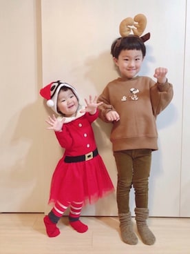 「クリスマスコーデ」｜「アイテム（ソックス/靴下）」を使った、Yuitonさん（キッズ・110cm）の冬コーディネート