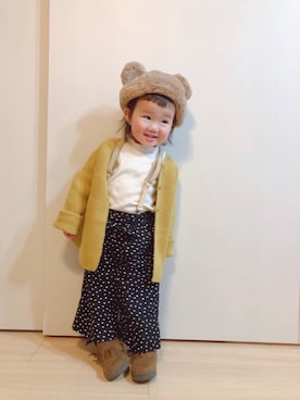 「アイテム（サスペンダー）」を使った、Yuitonさん（キッズ・80cm）の冬コーディネート