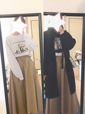 「Kastane（カスタネ）のチノボリュームスカート（スカート）」を使った、Yueeeee_さん（レディース・170cm）の冬コーディネート