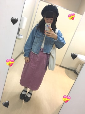 「フユコーデ」｜「アイテム（ハンチング/ベレー帽）」を使った、ま いさん（レディース・151cm）の冬コーディネート