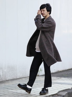 「シンプル」｜「アイテム（ステンカラーコート）」を使った、SASAKI69さん（メンズ・170cm）の秋コーディネート