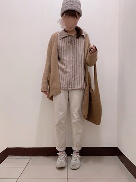 「日常」｜「アイテム（チノパンツ）」を使った、ććさん（レディース・158cm）の冬コーディネート