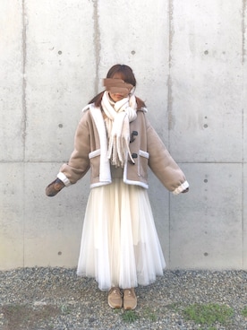 「apres jour（アプレジュール）のアイテム（ダッフルコート）」を使った、わささん（レディース・156cm）の冬コーディネート