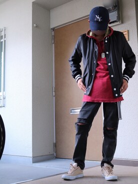 「H&M（エイチ・アンド・エム）のアイテム（ナイロンジャケット）」を使った、SHOさん（メンズ・163cm）の秋コーディネート