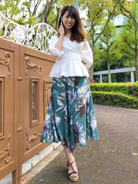「リーフプリント」｜kettyさん（レディース・163cm）の春コーディネート