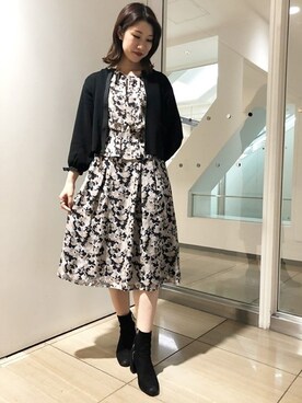 「フラワープリント」｜「アイテム（ブルゾン）」を使った、kettyさん（レディース・168cm）の秋コーディネート