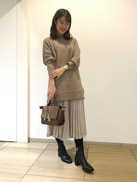 「アイテム（トップス、ブラウン系）」を使った、kettyさん（レディース・168cm）の冬コーディネート