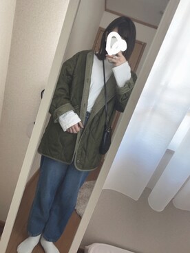 「mystic（ミスティック）のテーパードデニムパンツ（デニムパンツ）」を使った、sさん（レディース・166cm）の春コーディネート