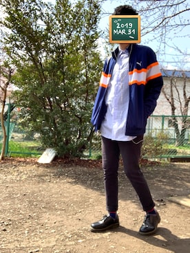「PUMA」｜「アイテム（その他アウター）」を使った、飛鷹さん（メンズ・174cm）の春コーディネート