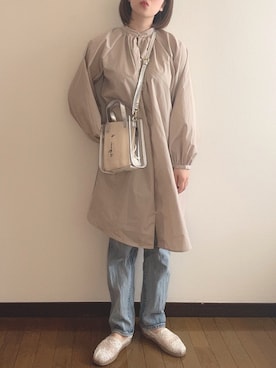 「大学生」｜「アイテム（チュニック）」を使った、まるすけさん（レディース・156cm）の春コーディネート