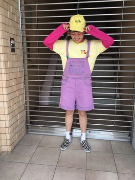 「ニコちゃん」｜「アイテム（キャップ）」を使った、ちゃむさん（レディース・150cm）の春コーディネート