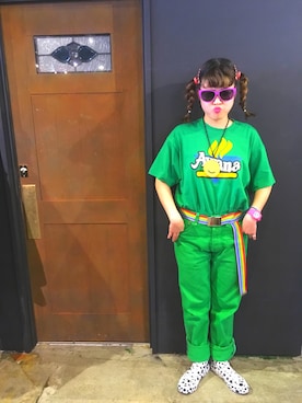 「ニコちゃん」｜「アイテム（アクセサリー）」を使った、ちゃむさん（レディース・150cm）の夏コーディネート
