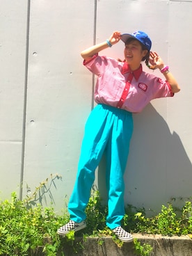 「ニコちゃん」｜「アイテム（スリッポン）」を使った、ちゃむさん（レディース・150cm）の夏コーディネート