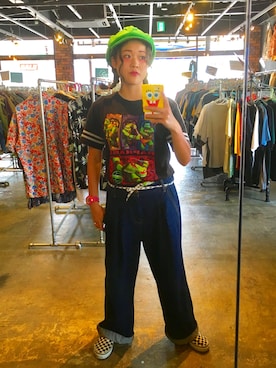 「アイテム（スリッポン、その他）」を使った、ちゃむさん（レディース・150cm）の夏コーディネート