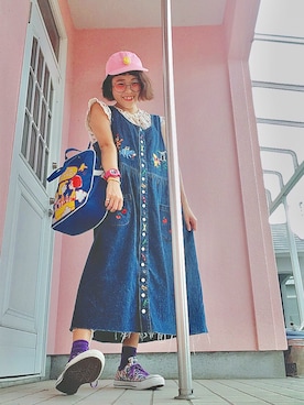「ニコちゃん」｜「アイテム（ワンピース/ドレス）」を使った、ちゃむさん（レディース・150cm）の夏コーディネート
