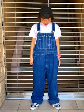 「BIG SMITH（ビッグスミス）のアイテム（オールインワン・サロペット）」を使った、ちゃむさん（レディース・150cm）の夏コーディネート