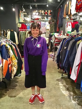 「ニコちゃん」｜「アイテム（スウェット）」を使った、ちゃむさん（レディース・150cm）の秋コーディネート