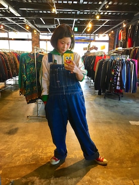 「BIG SMITH（ビッグスミス）のアイテム（オールインワン・サロペット）」を使った、ちゃむさん（レディース・150cm）の秋コーディネート