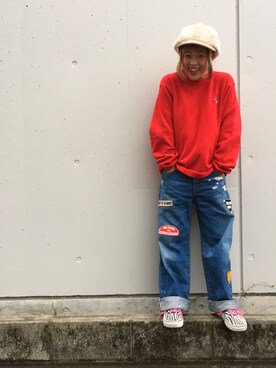 「ニコちゃん」｜「アイテム（スウェット）」を使った、ちゃむさん（レディース・150cm）の秋コーディネート