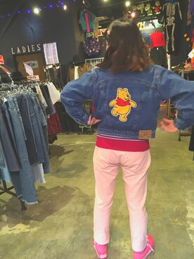 「個性的 古着」｜「アイテム（デニムジャケット）」を使った、ちゃむさん（レディース・150cm）の春コーディネート