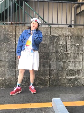 「80s」｜「アイテム（ハンチング/ベレー帽）」を使った、ちゃむさん（レディース・151cm）の春コーディネート