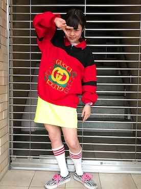 「個性的 古着」｜「アイテム（スニーカー）」を使った、ちゃむさん（レディース・151cm）の春コーディネート