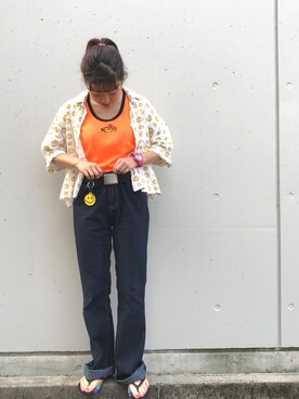 「個性的 古着」｜ちゃむさん（レディース・151cm）の夏コーディネート