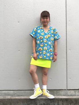 「個性的 古着」｜ちゃむさん（レディース・151cm）の夏コーディネート