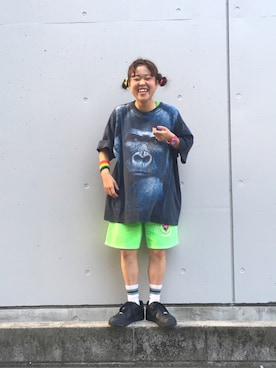 「個性的 古着」｜ちゃむさん（レディース・151cm）の夏コーディネート