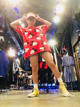「アイテム（サンバイザー、ピンク系）」を使った、ちゃむさん（レディース・151cm）の秋コーディネート