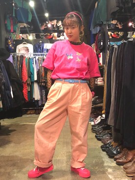 「個性的 古着」｜ちゃむさん（レディース・151cm）の秋コーディネート