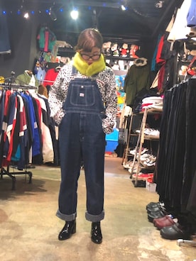 「90s」｜「アイテム（オールインワン・サロペット）」を使った、ちゃむさん（レディース・151cm）の冬コーディネート