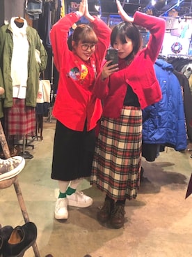 「個性的 古着」｜ちゃむさん（レディース・151cm）の冬コーディネート