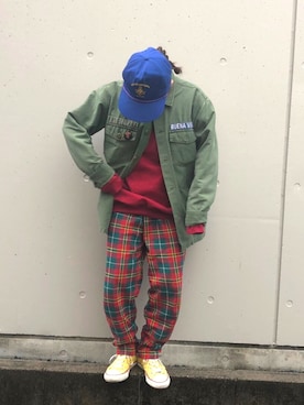 「個性的 古着」｜ちゃむさん（レディース・151cm）の冬コーディネート