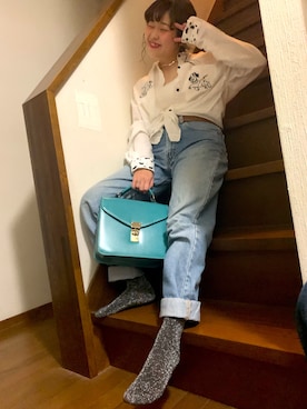 「101匹わんちゃん」｜「アイテム（シャツ/ブラウス）」を使った、ちゃむさん（レディース・151cm）の秋コーディネート